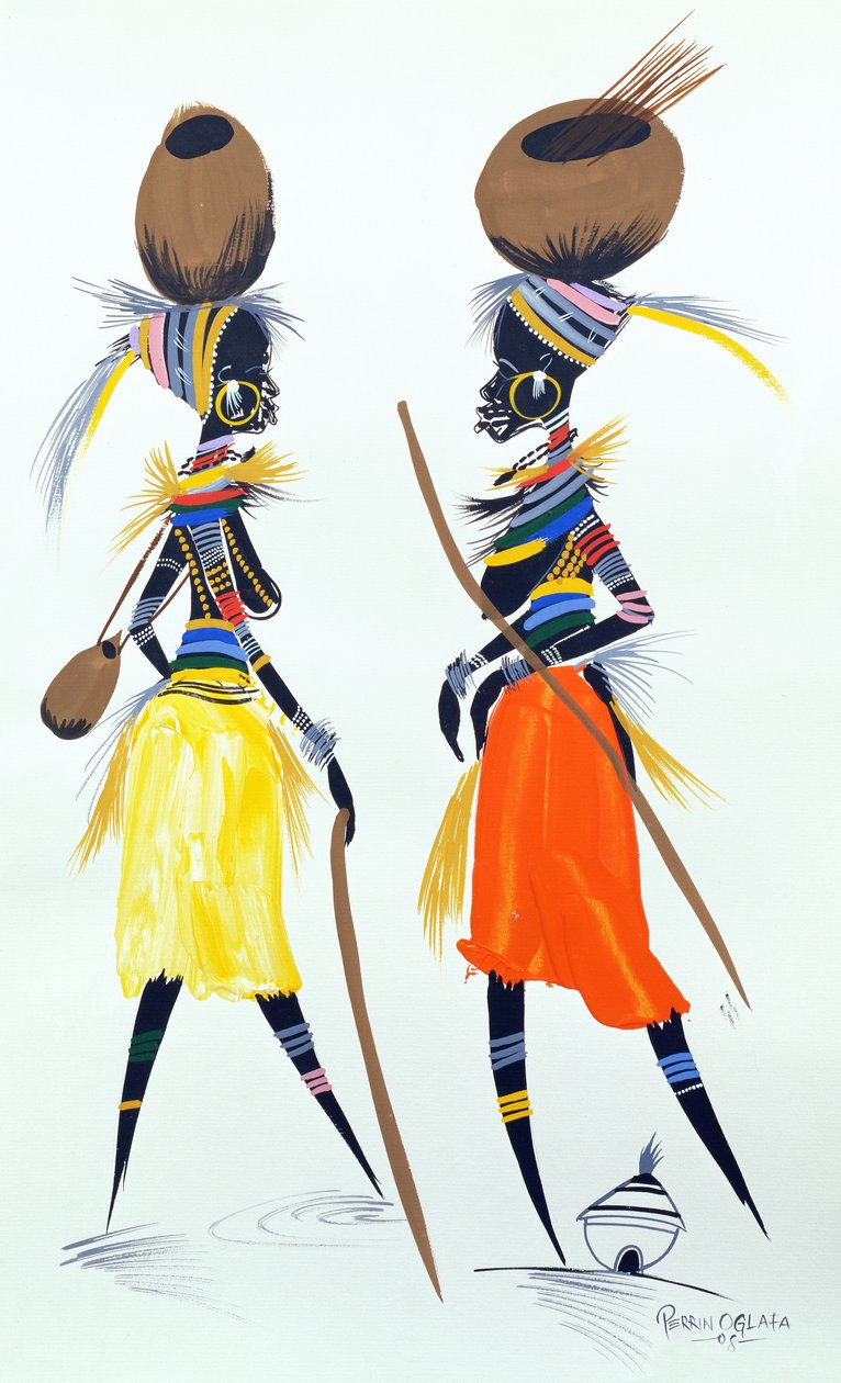 Fekete modellek, 2008 (akril és gouache papíron) alkotó: Oglafa Ebitari Perrin
