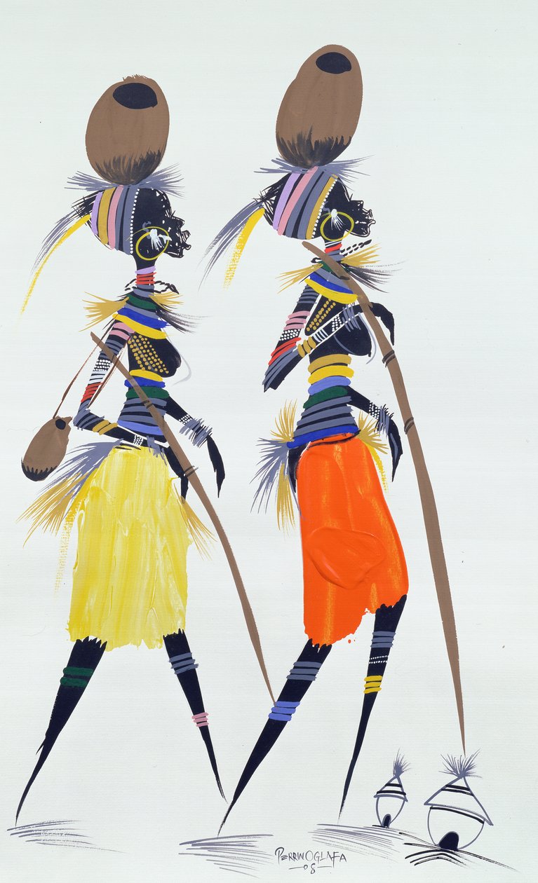 Fekete modellek, 2008 (akril és gouache papíron) alkotó: Oglafa Ebitari Perrin