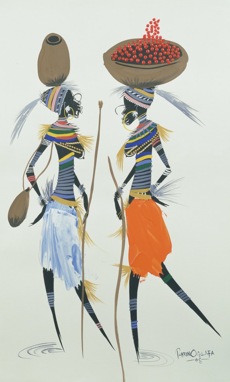 Fekete modellek, 2008 (akril és gouache papíron) alkotó: Oglafa Ebitari Perrin