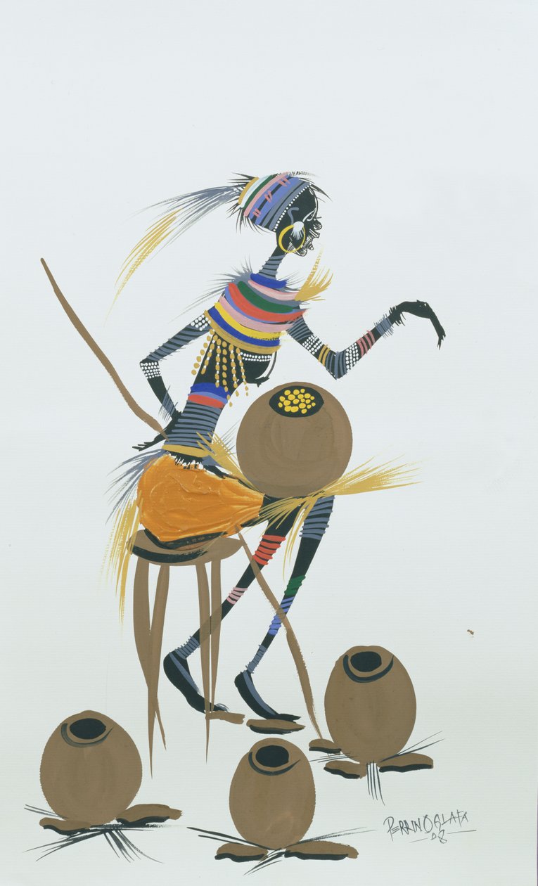 Az élet edényei. 2008 (akril és gouache papíron) alkotó: Oglafa Ebitari Perrin