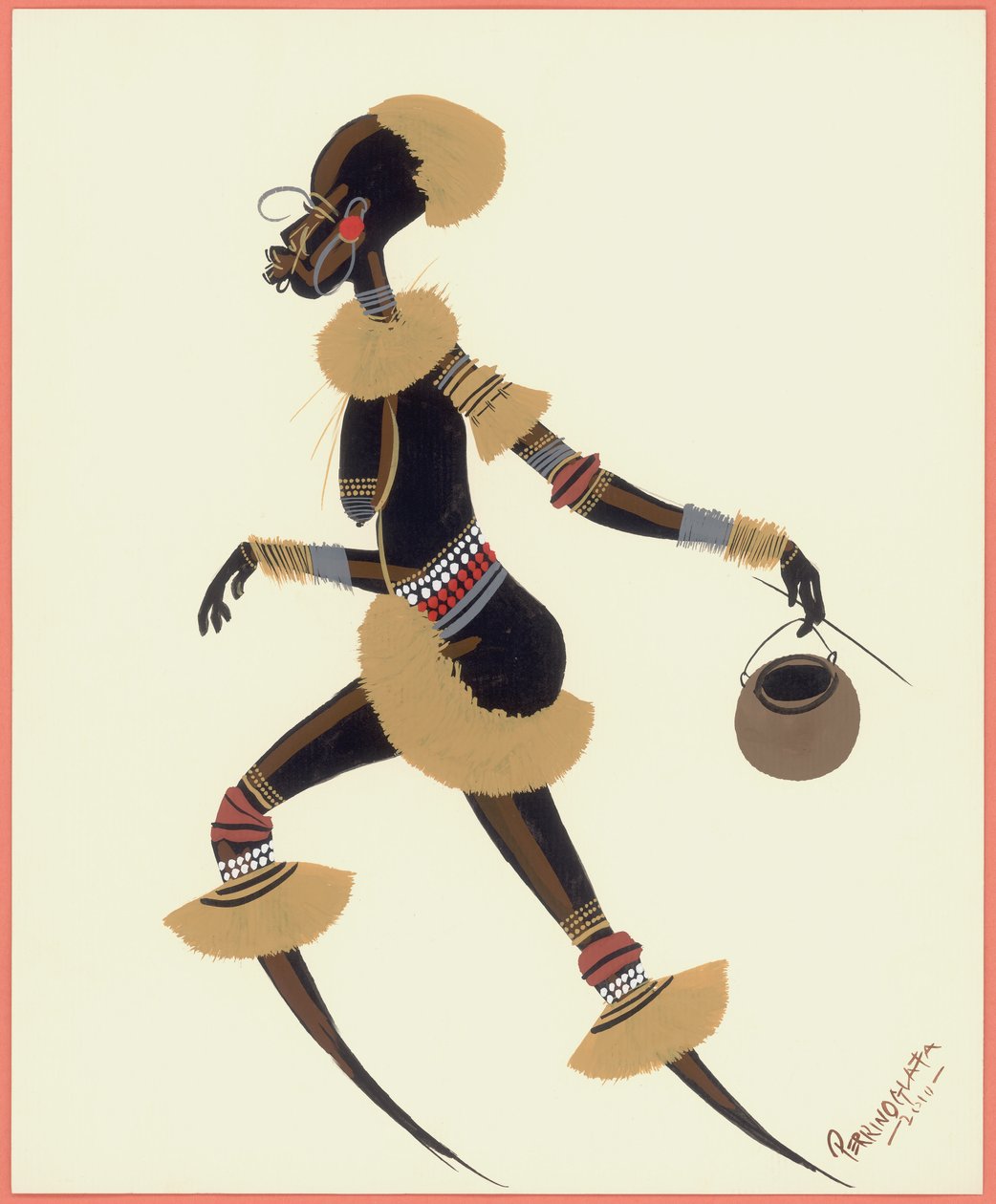 Raffia Woman, 2010 (olaj, papír) alkotó: Oglafa Ebitari Perrin