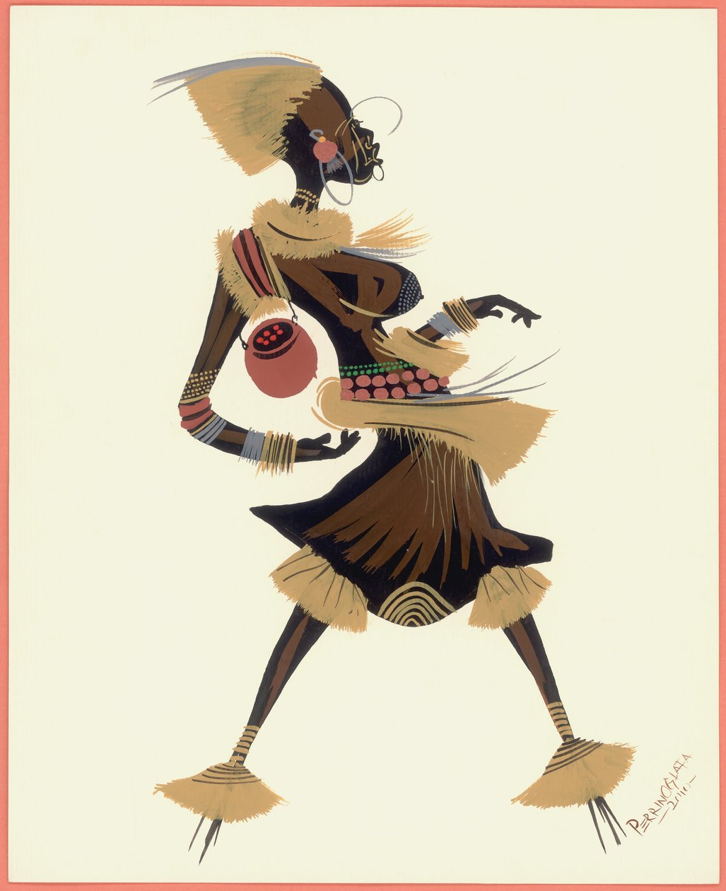 Water Pot Woman, 2010 (olaj, papír) alkotó: Oglafa Ebitari Perrin