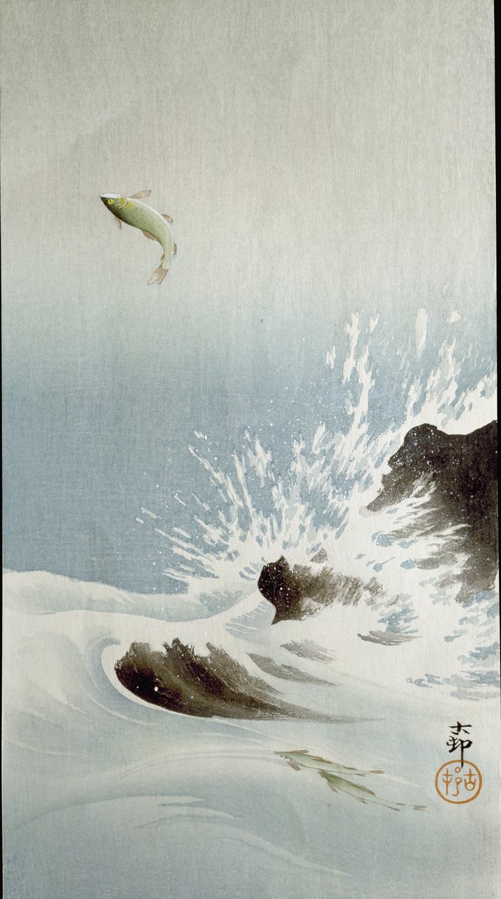 Egy hal kiugrik a vízből, 1907 alkotó: Ohara Koson