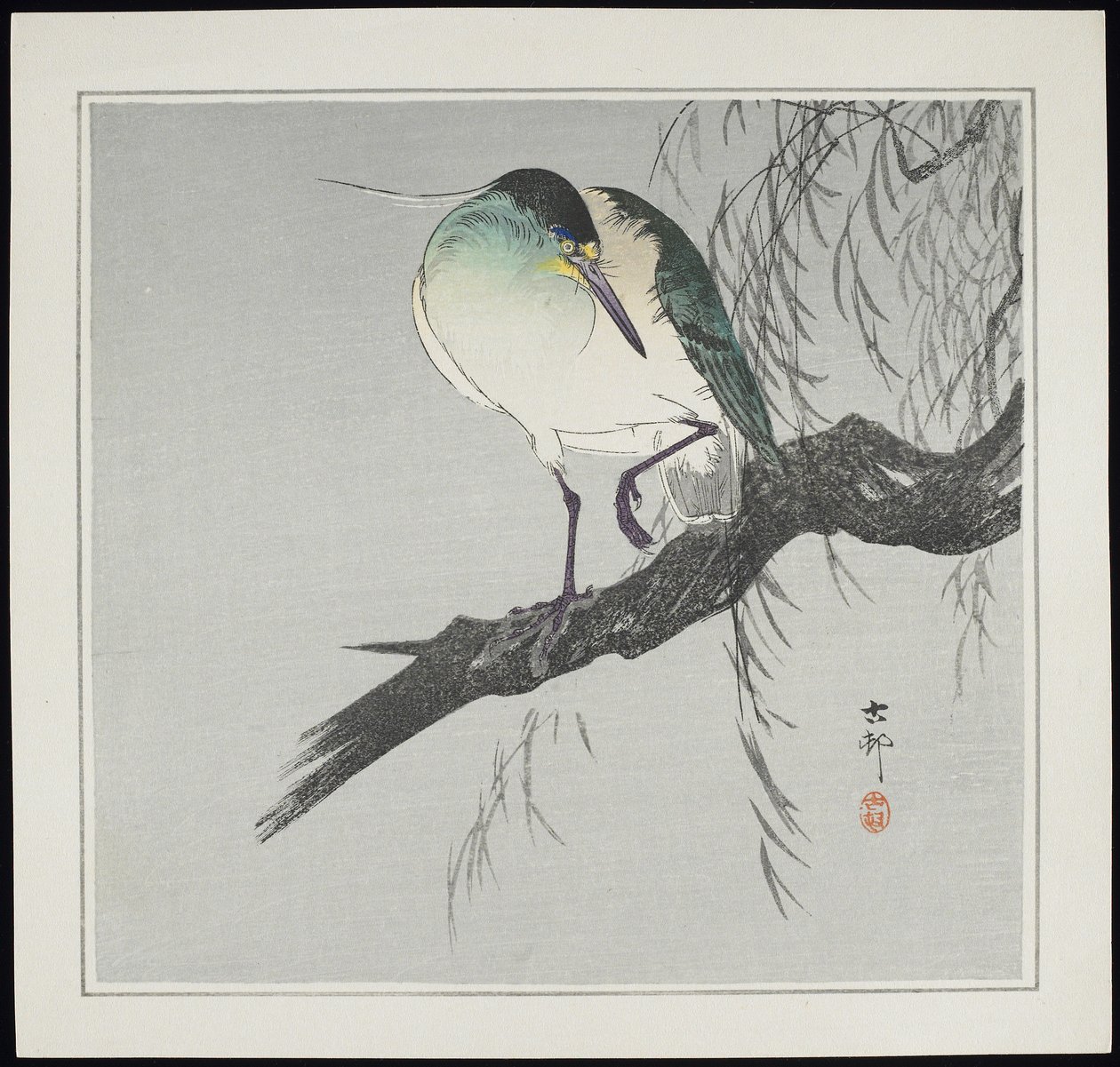 Heron on Branch, 1912 előtt alkotó: Ohara Koson