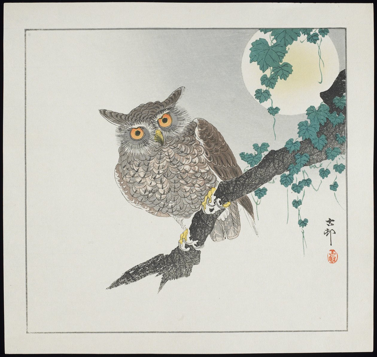 Bagoly, 1912 előtt alkotó: Ohara Koson