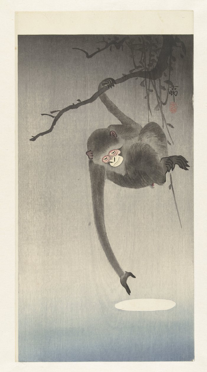 Majom és a Hold tükörképe alkotó: Ohara Koson