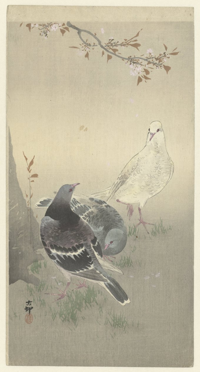Három szelíd galamb alkotó: Ohara Koson