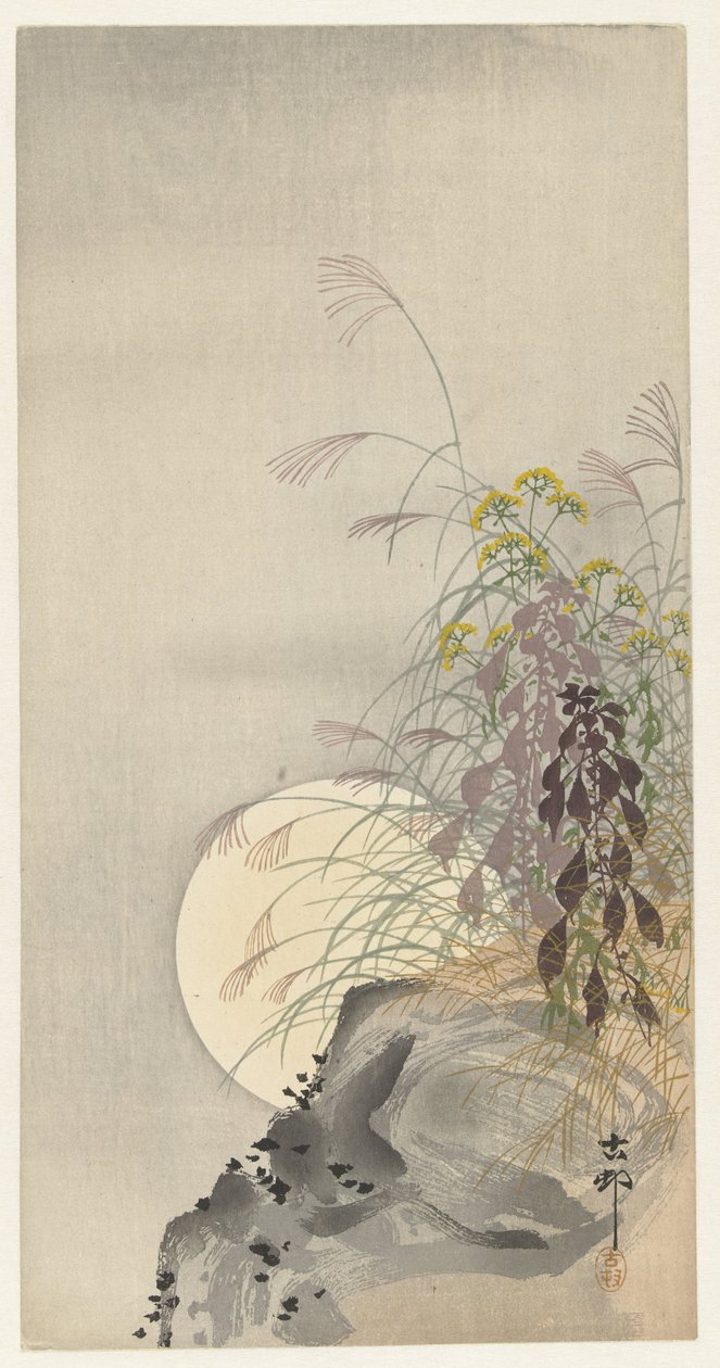 Füvek teliholdkor alkotó: Ohara Koson