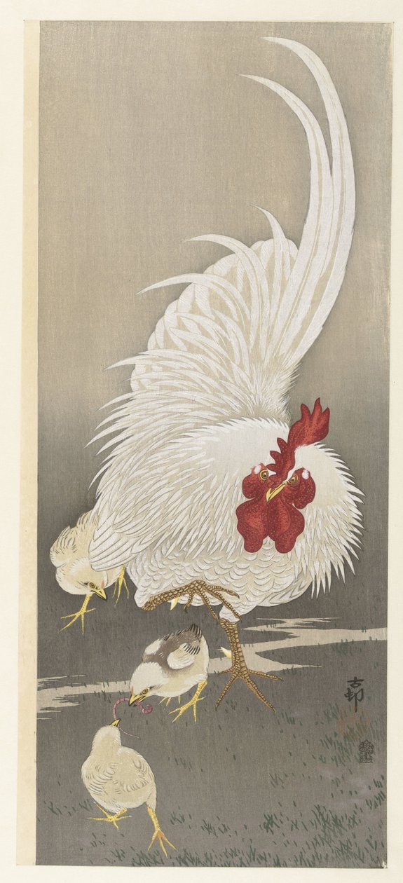 Kakas és három fióka alkotó: Ohara Koson