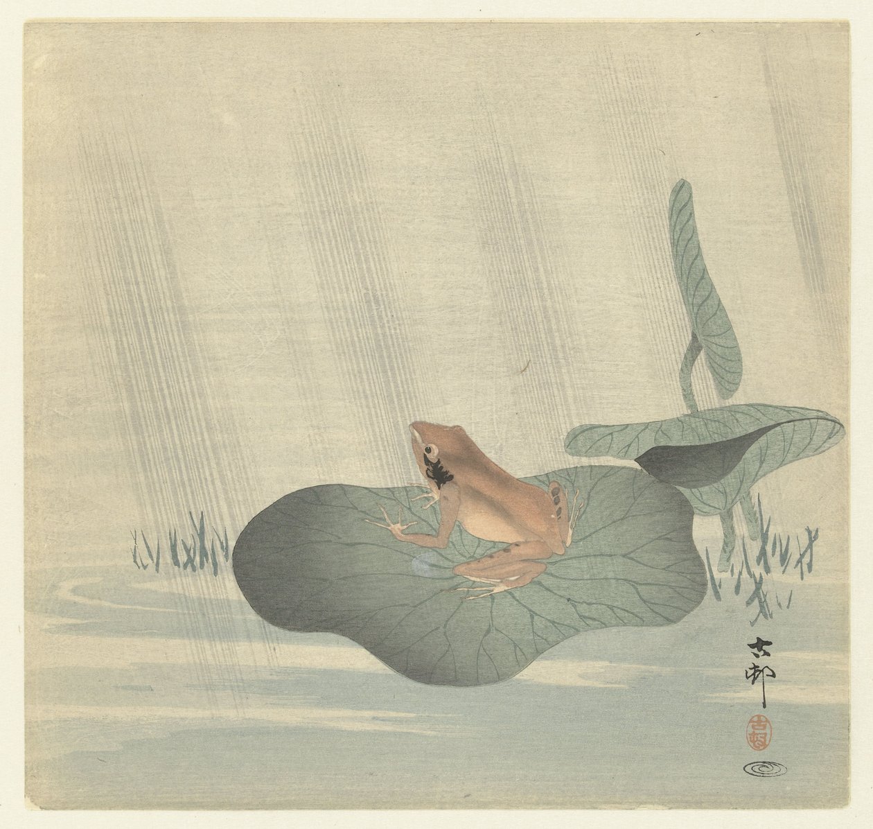 Béka a lótuszlevélen alkotó: Ohara Koson