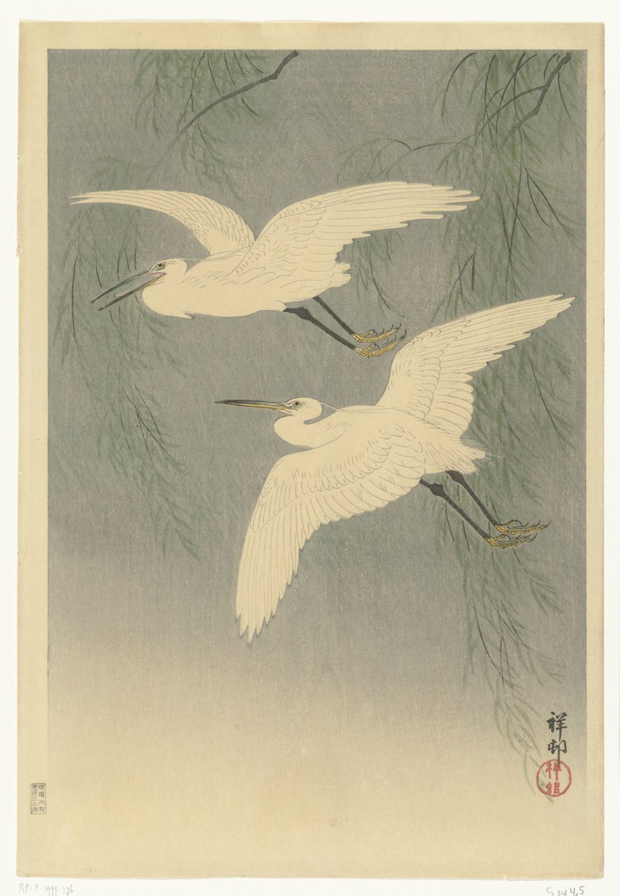Kis kócsagok repülés közben alkotó: Ohara Koson