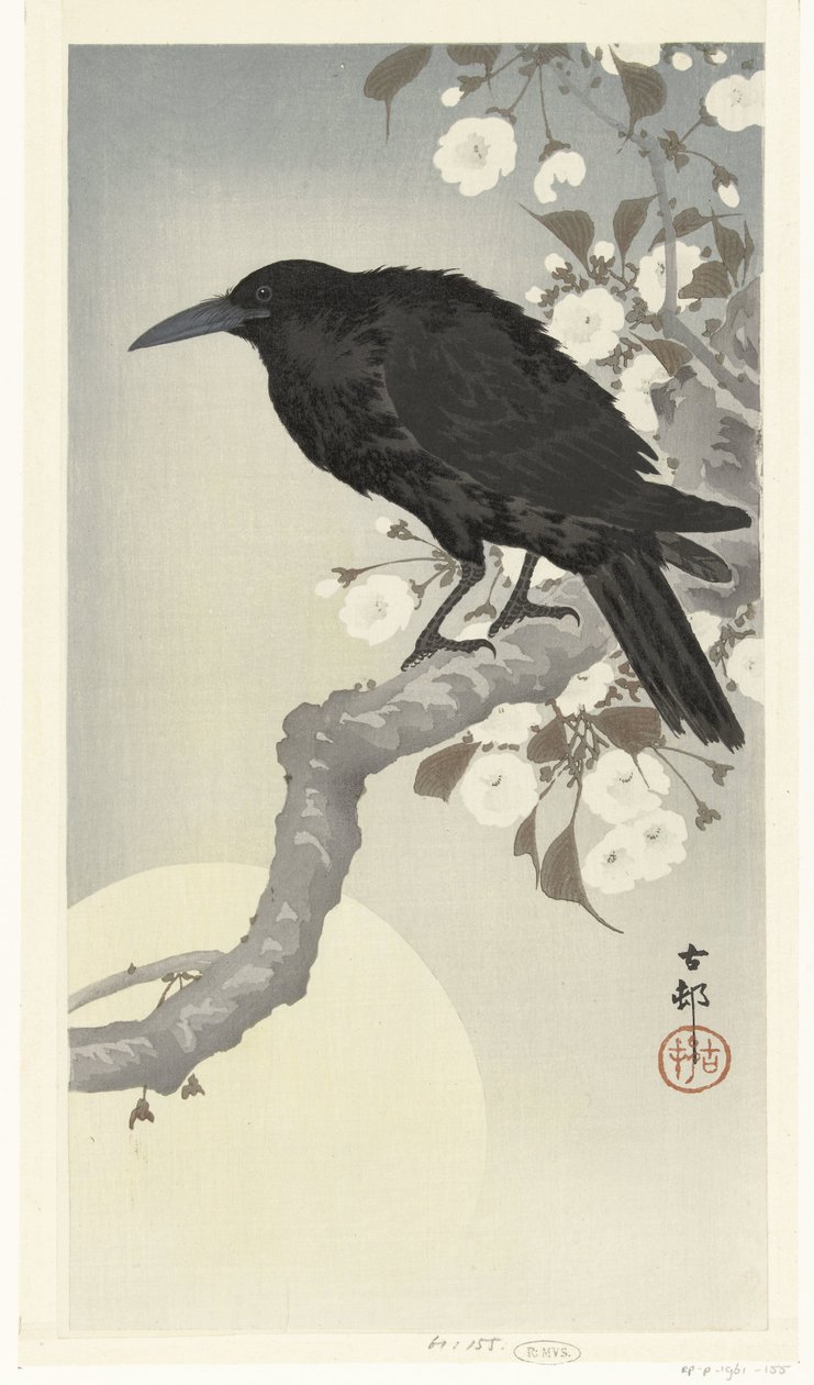 Varjú teliholdkor alkotó: Ohara Koson