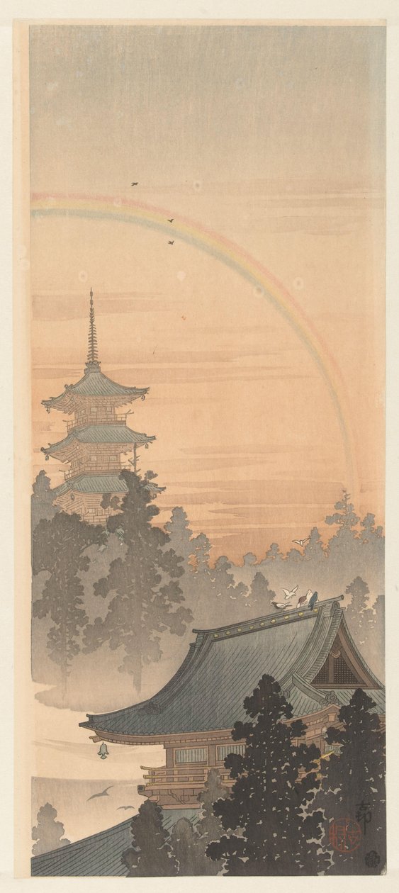 Pagoda és szivárvány alkotó: Ohara Koson