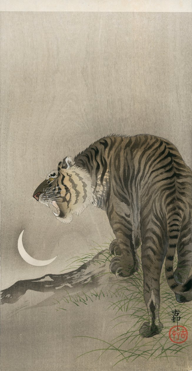 Zúgó tigris és félhold alkotó: Ohara Koson