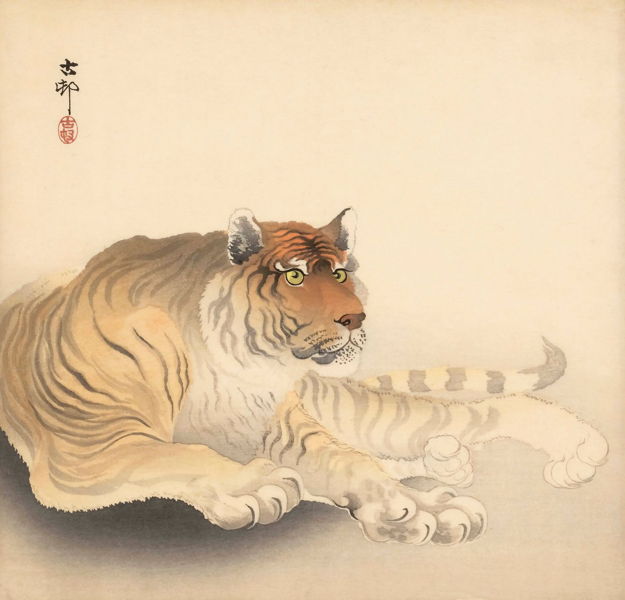 Tigris, XX. század (japán nyomtatás) alkotó: Ohara Koson
