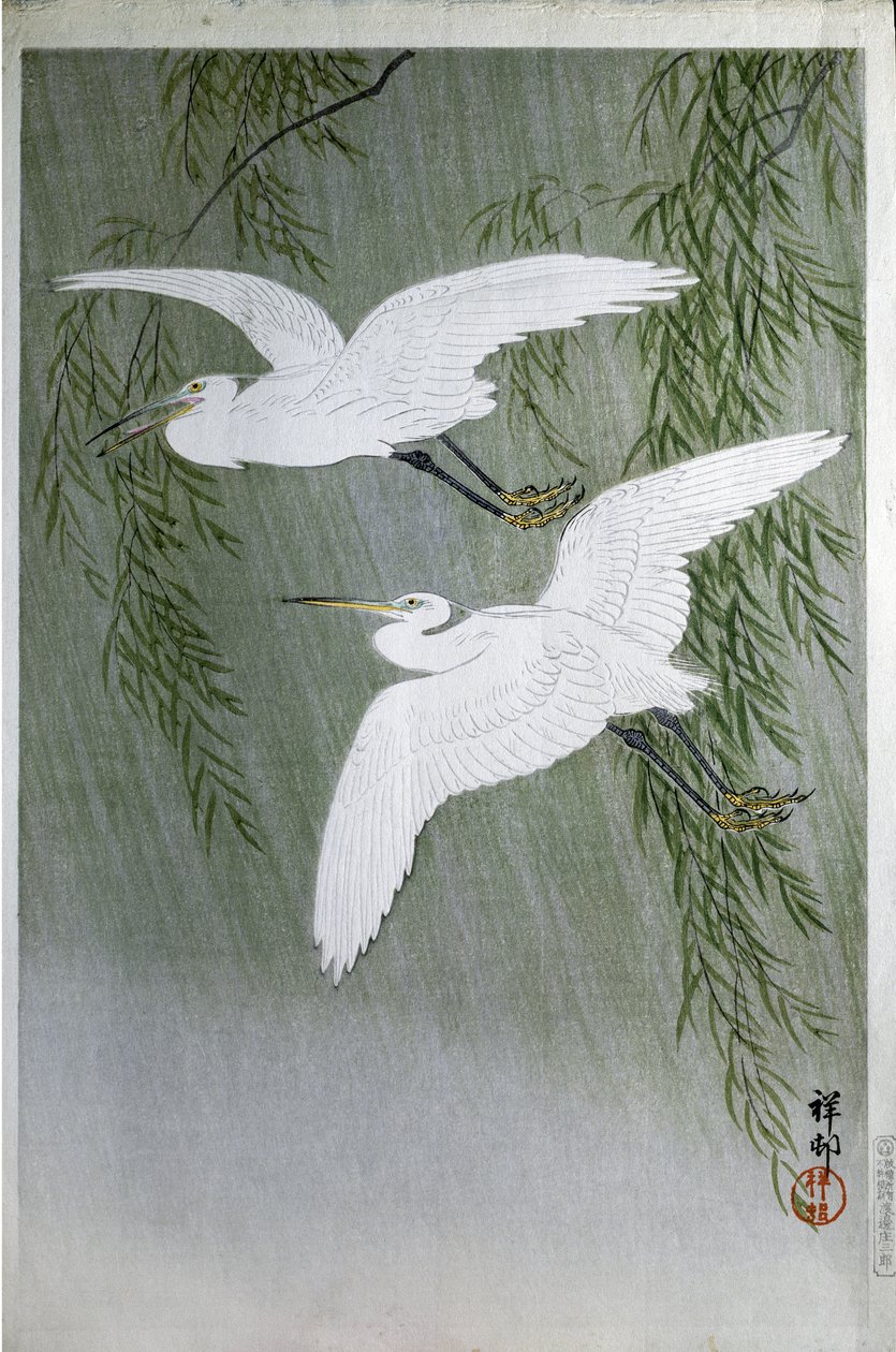 Két gém szabadon repül, 1907 (színes fametszet) alkotó: Ohara Koson