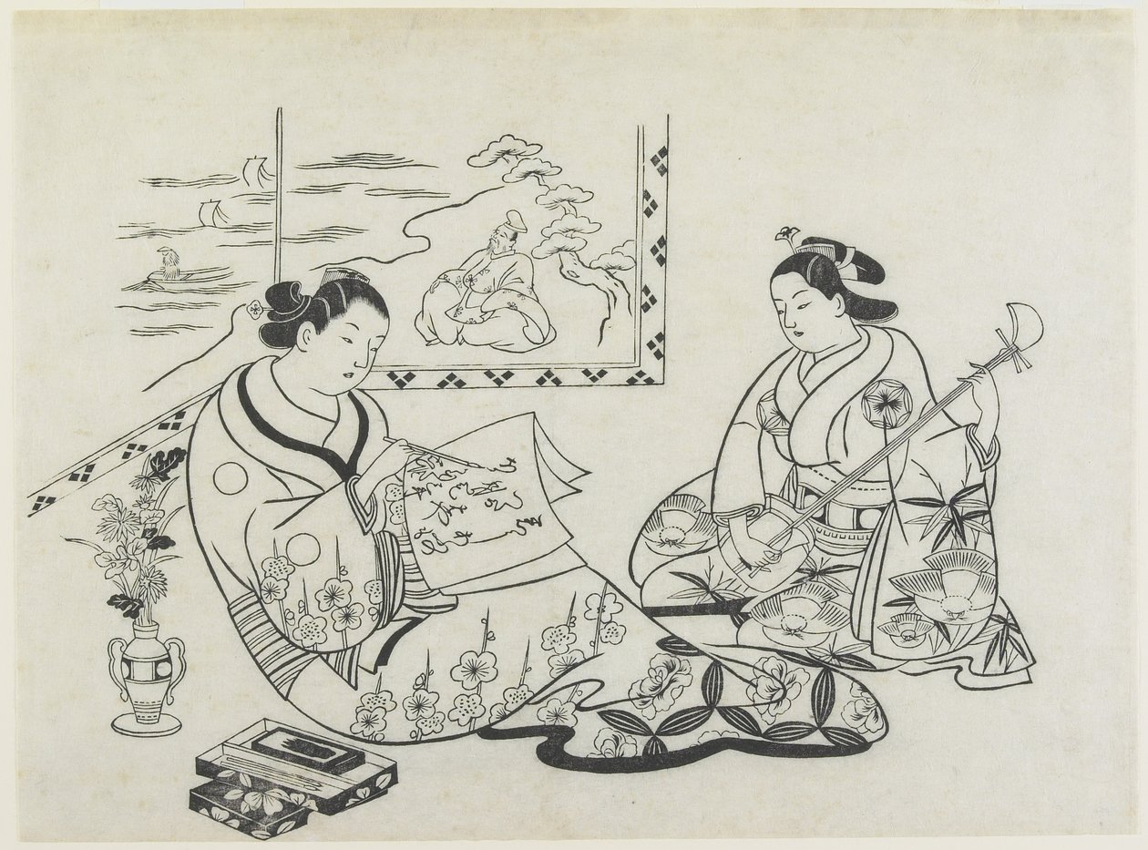 (Matsukaze és Murasame Mitate), 1704-1706 körül. alkotó: Okumura Masanobu