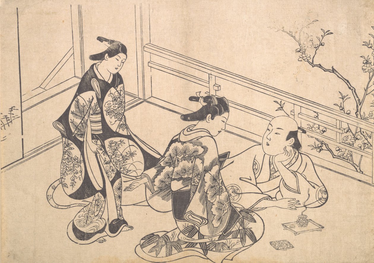 Az erkélyen fekvő színész, Ichimura Takenojo, kb. 1715., kb. 1715. alkotó: Okumura Masanobu