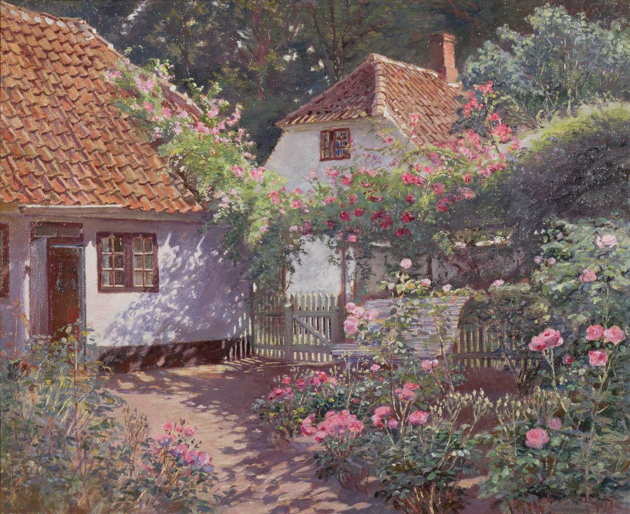 Rózsakert, 1920 körül (olaj, vászon) alkotó: Olaf Viggo Peter Langer