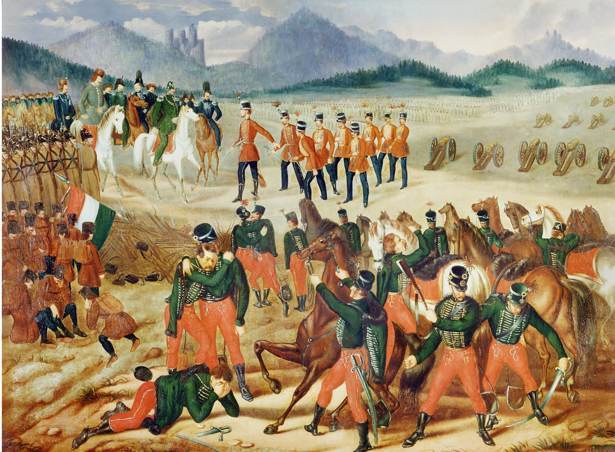 A magyar lázadók veresége Vilgosnál 1849. augusztus 13-án, 1850 alkotó: Olajfestmenye Klinovszki