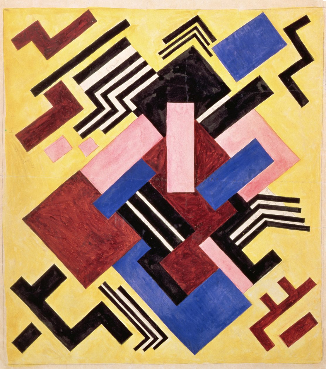 Képi építkezés, 1916 (guache, papíron) alkotó: Olga Rozanova