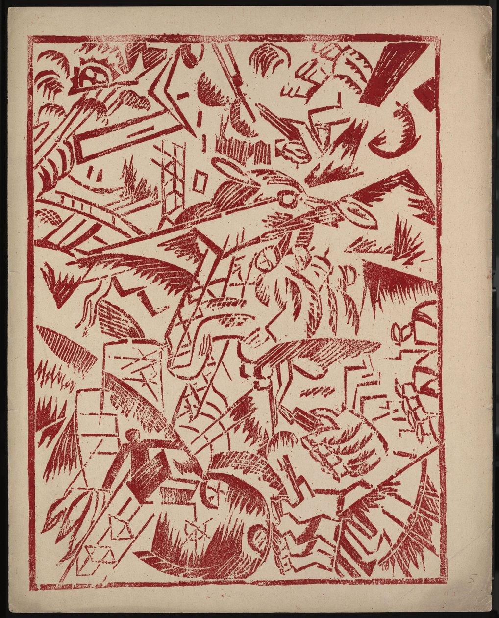 Illusztráció Aleksey Kruchenykh A háború című könyvéhez, 1916 alkotó: Olga Rozanova