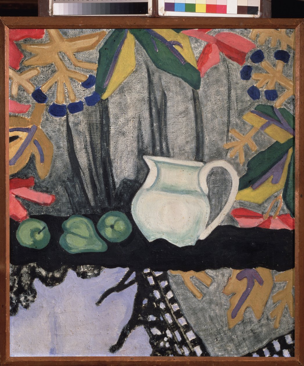 Csendélet. Olga Vladimirovna Rozanova (1886-1918) festménye, olaj, vászon, 1910 körül. Orosz művészet, XX. század, avantgárd; Állami A. Radischev Művészeti Múzeum, Szaratov (Oroszország). alkotó: Olga Wladimirowna  Rosanowa