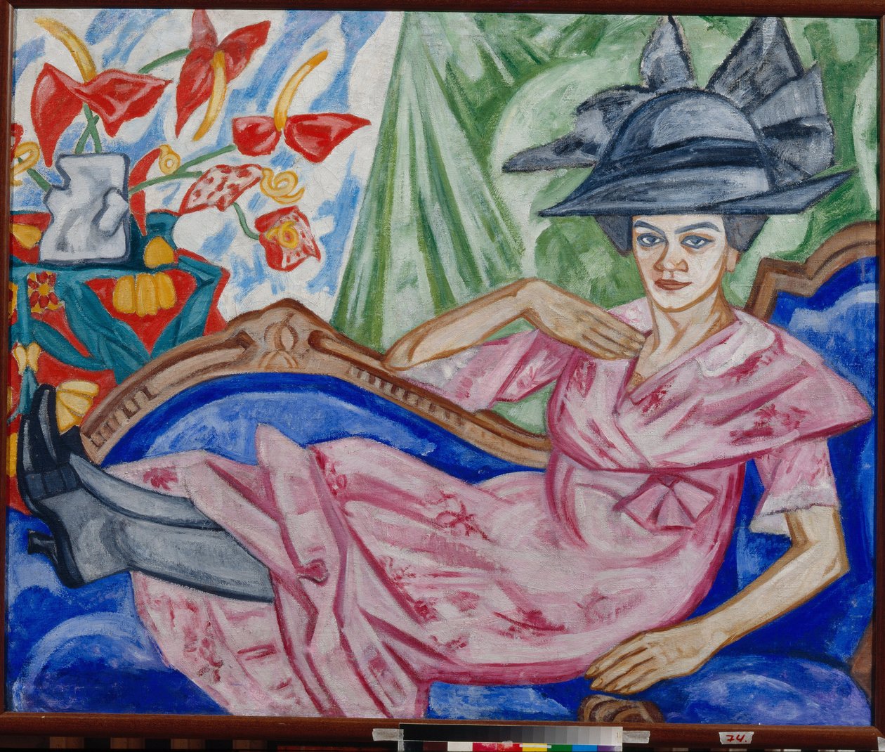 "A művész nővérének portréja" (A művész nővérének portréja) Olga Vladimirovna Rozanova (1886-1918) festménye 1912 - Olaj, vászon - Állami Művészeti Múzeum, Jekatyerinburg alkotó: Olga Wladimirowna  Rosanowa