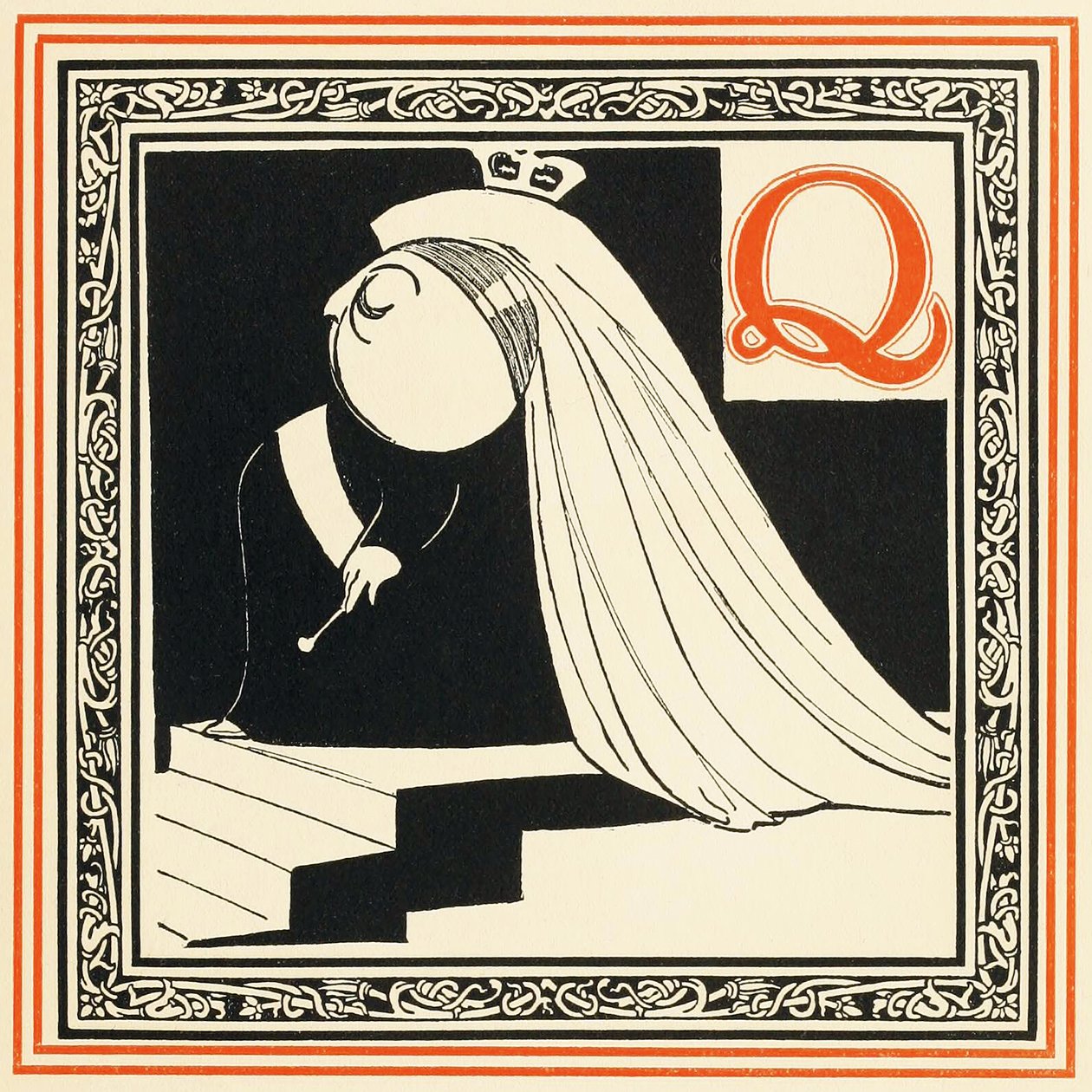 Q a királynő, olyan nemes és szabad, a Hírességek ábécéjéből, kocsmából. 1899 alkotó: Oliver Hereford