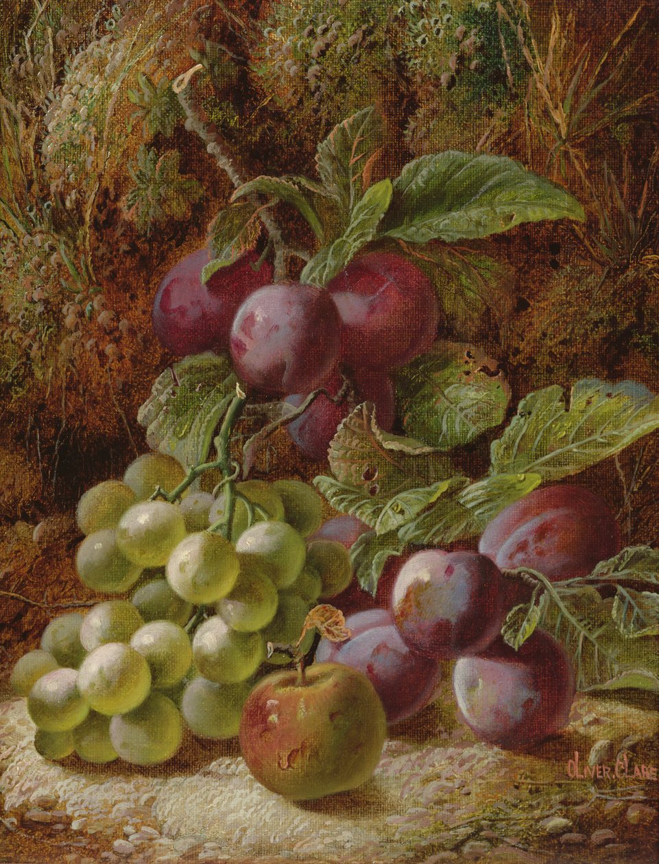 Csendélet szilvával és szőlővel alkotó: Oliver Clare