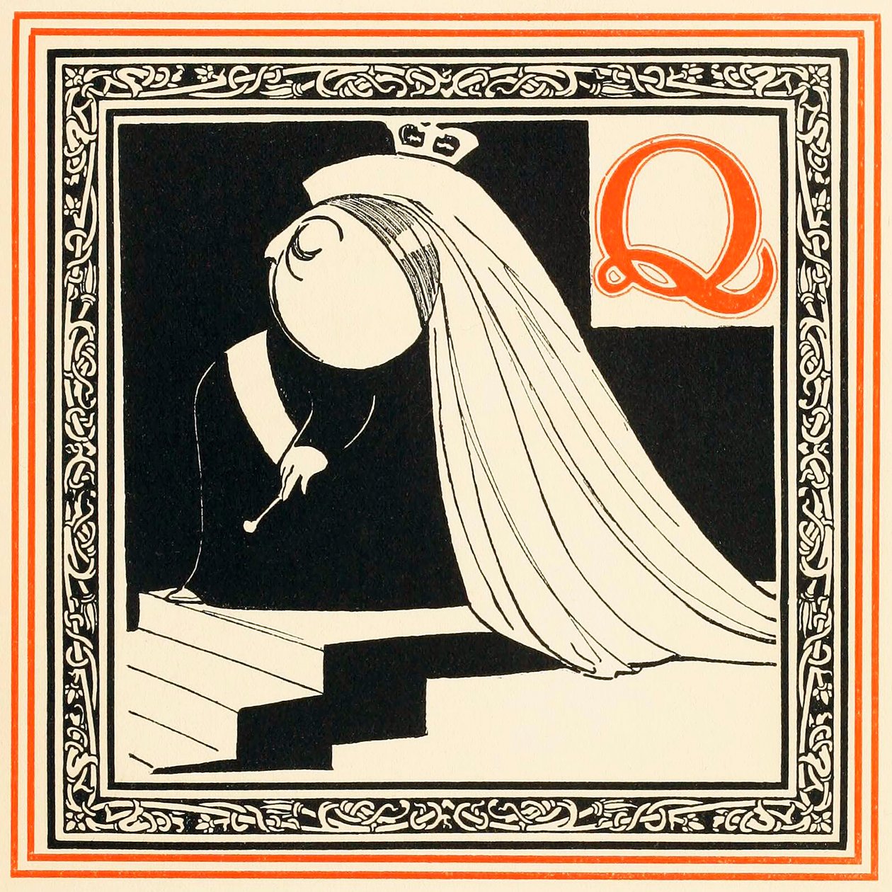 Q a királynő, olyan nemes és szabad, a hírességek ábécéjéből, kocsmából. 1899. alkotó: Oliver Hereford