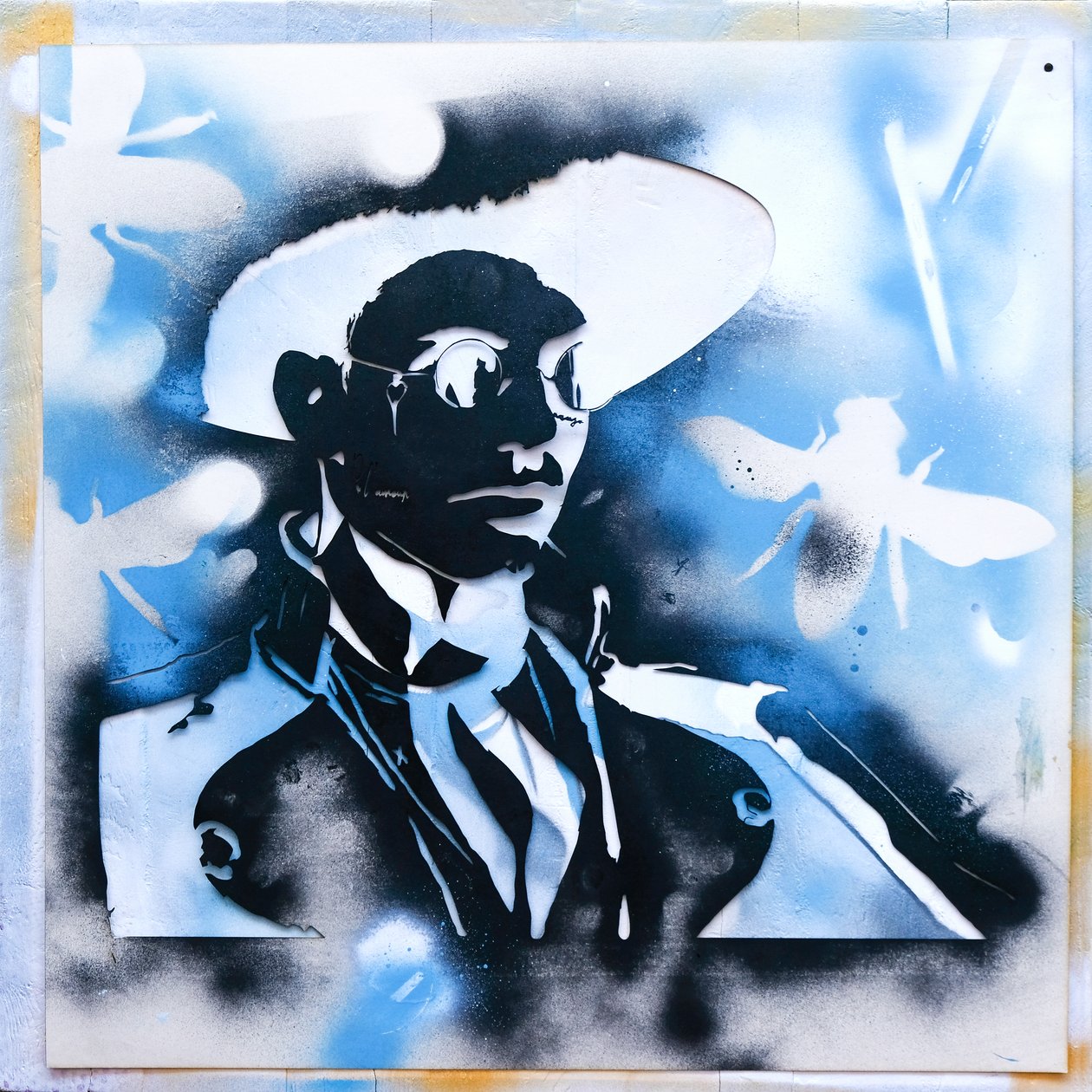 Stencil , 2019 (vegyes technika kartonra és fára) alkotó: Olivia Gozzano