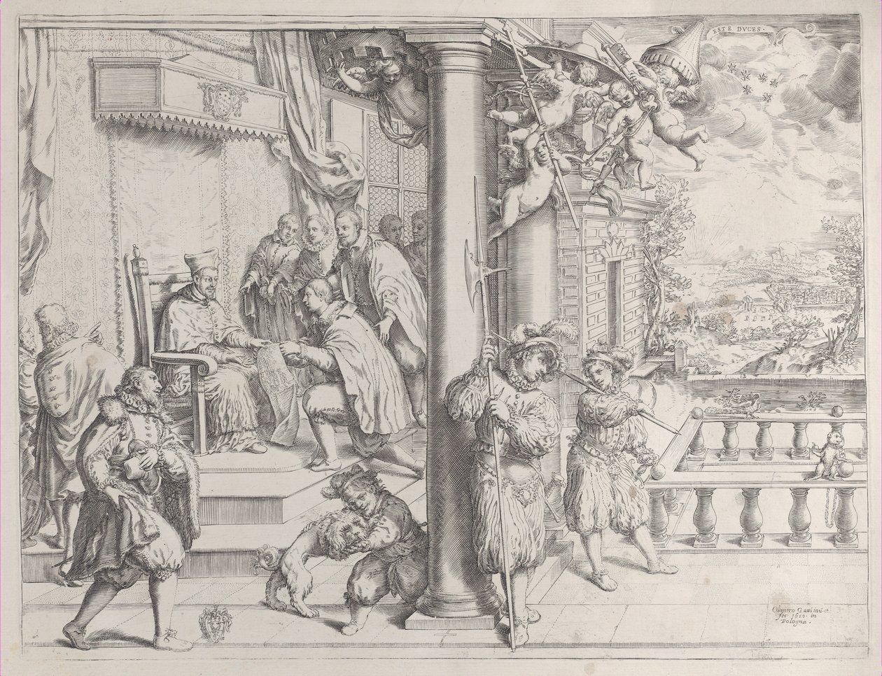 Egy fiatalember, aki tézisét mutatja be Aldobrandini bíborosnak, 1620., 1620. alkotó: Oliviero Gatti