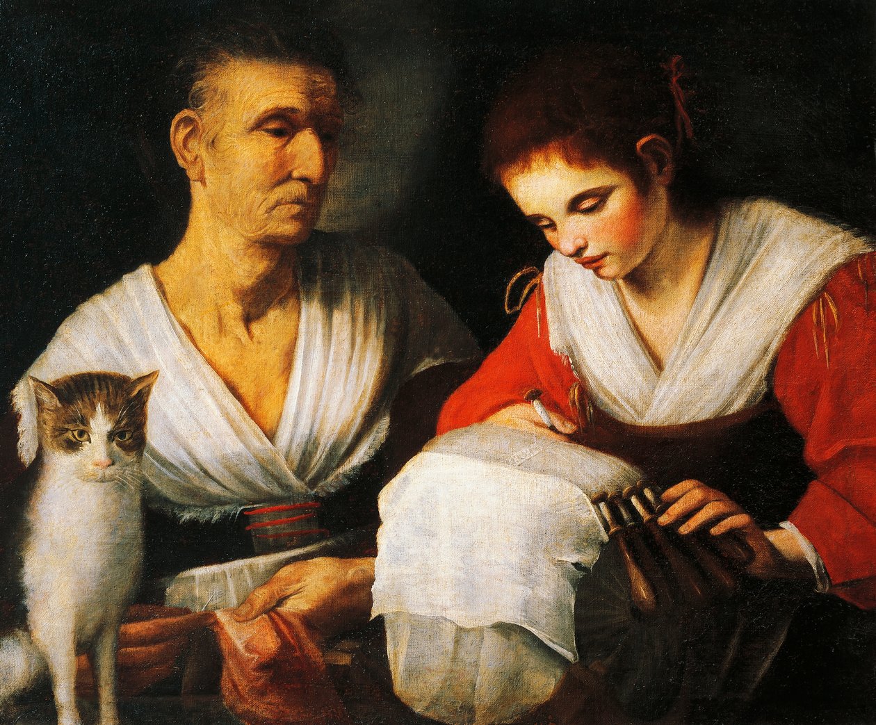 A csipkeverő, Onofrio Gabrielli (1619-1706), festmény. alkotó: Onofrio Gabrielli