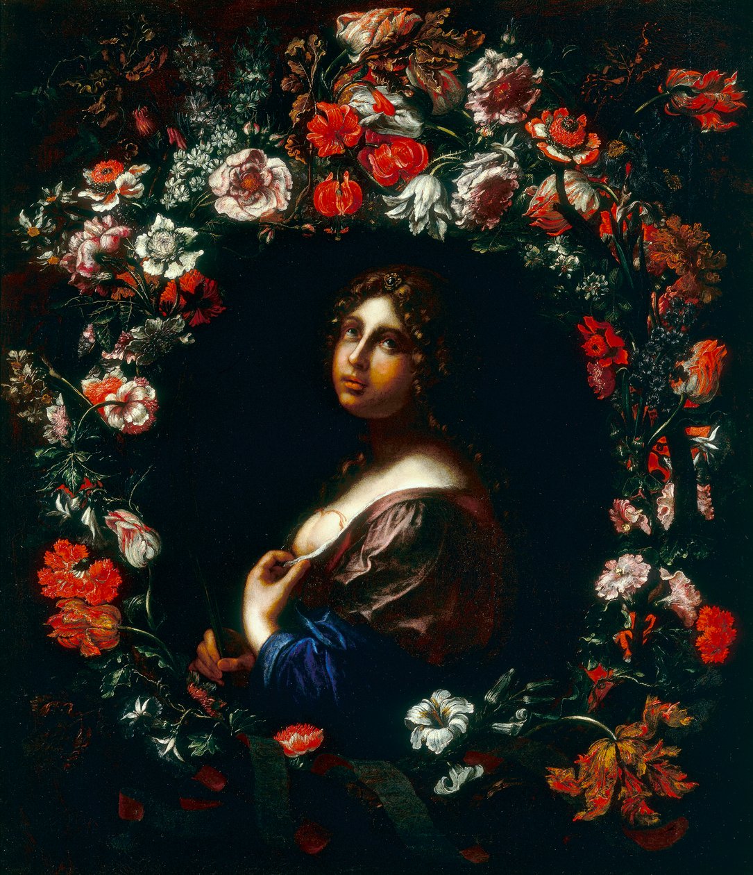 Szent Agáta virágfüzérbe burkolva alkotó: Onorio and Scacciati Marinari