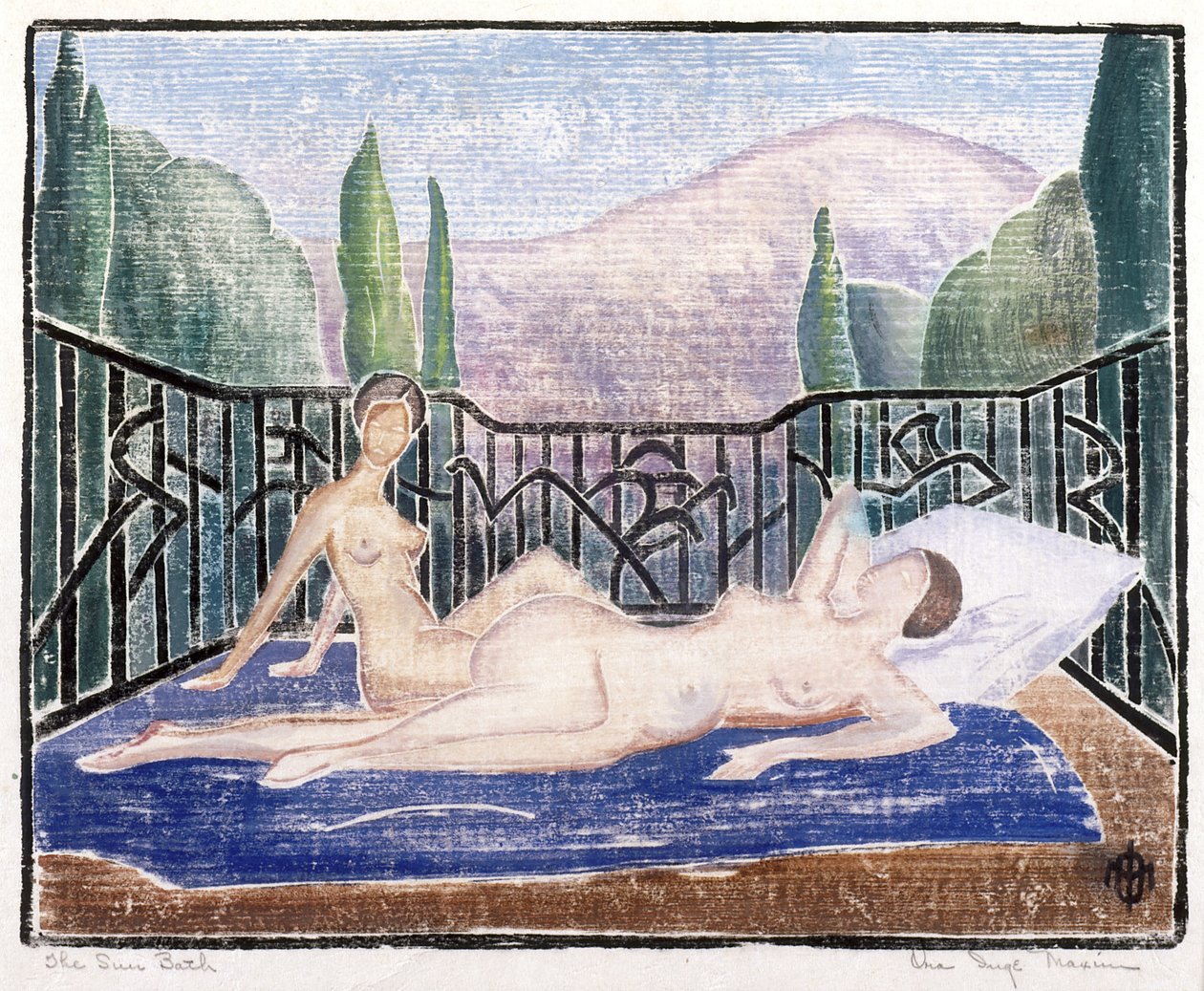 The Sun Bath (színes fatömb nyomat) alkotó: Ora Inge Maxim