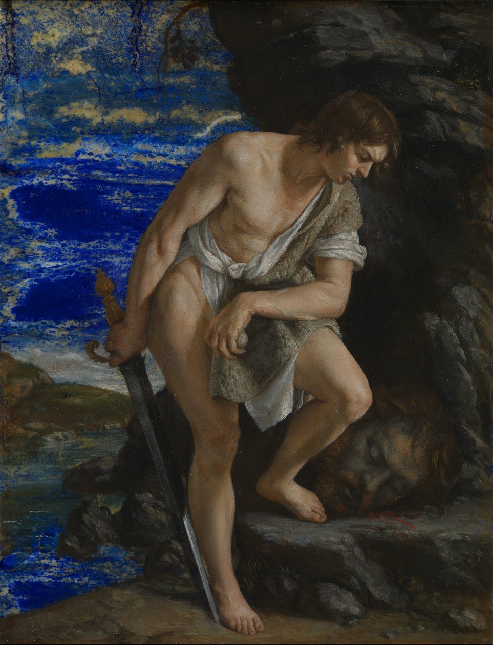 Dávid Góliát fejét szemléli alkotó: Orazio Gentileschi