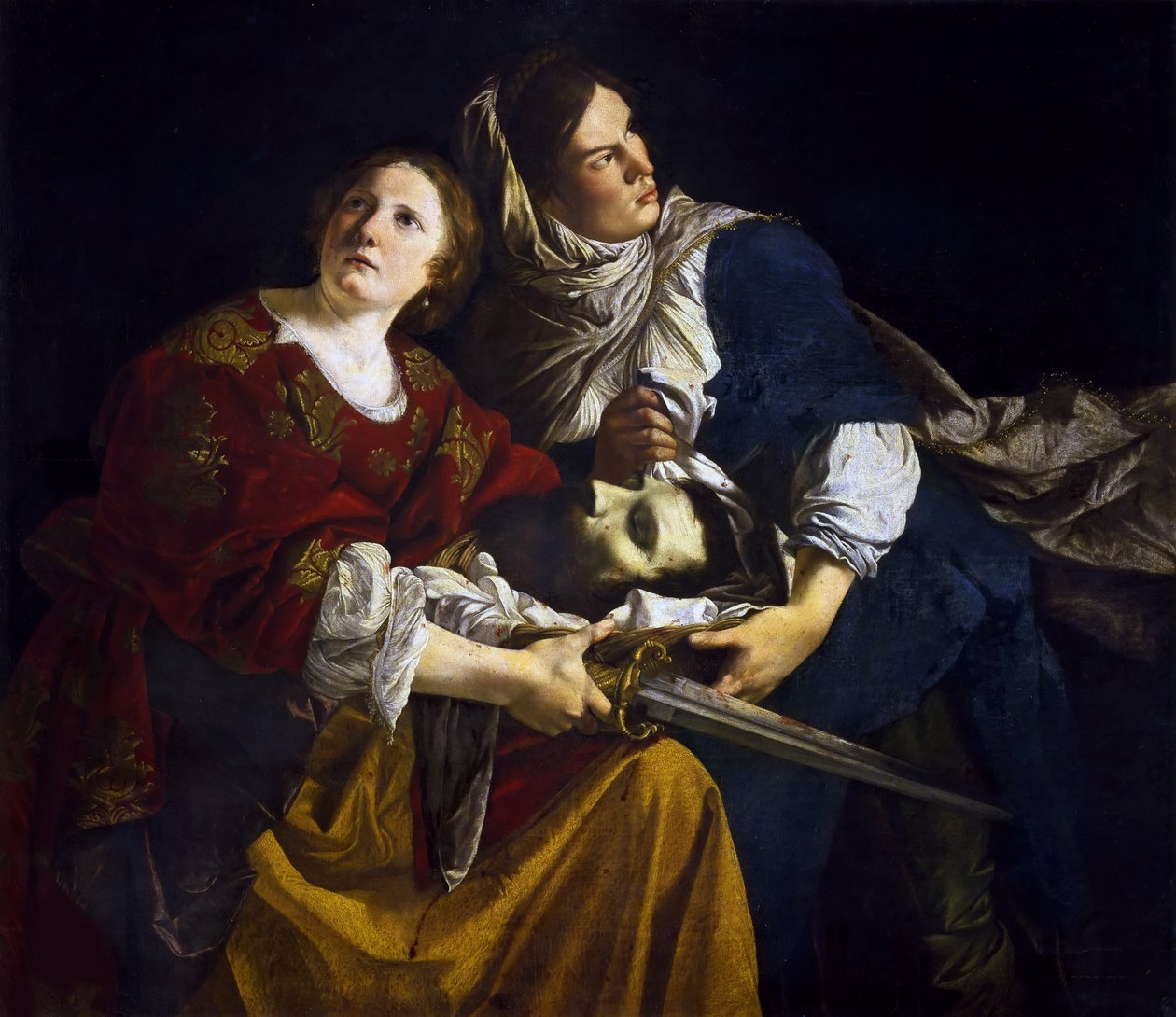 Judit és szolgálóleánya Holofernész fejével, c. 1610. alkotó: Orazio Gentileschi