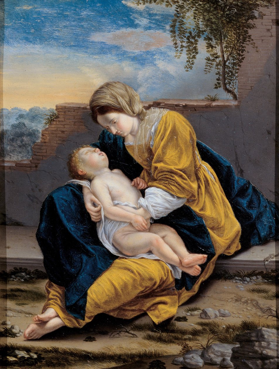 Madonna és gyermek egy tájban, 1621-1624 alkotó: Orazio Gentileschi