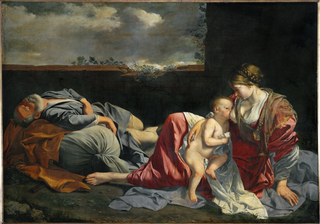 A Szent Család pihen az egyiptomi menekülés közben ... alkotó: Orazio Gentileschi