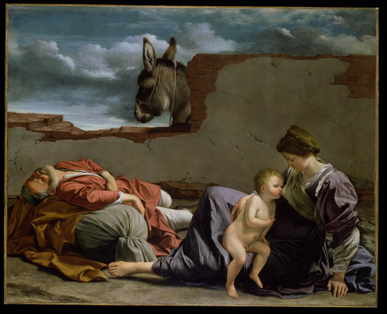 Pihenés az egyiptomi repülésen, 1615-1621 alkotó: Orazio Gentileschi
