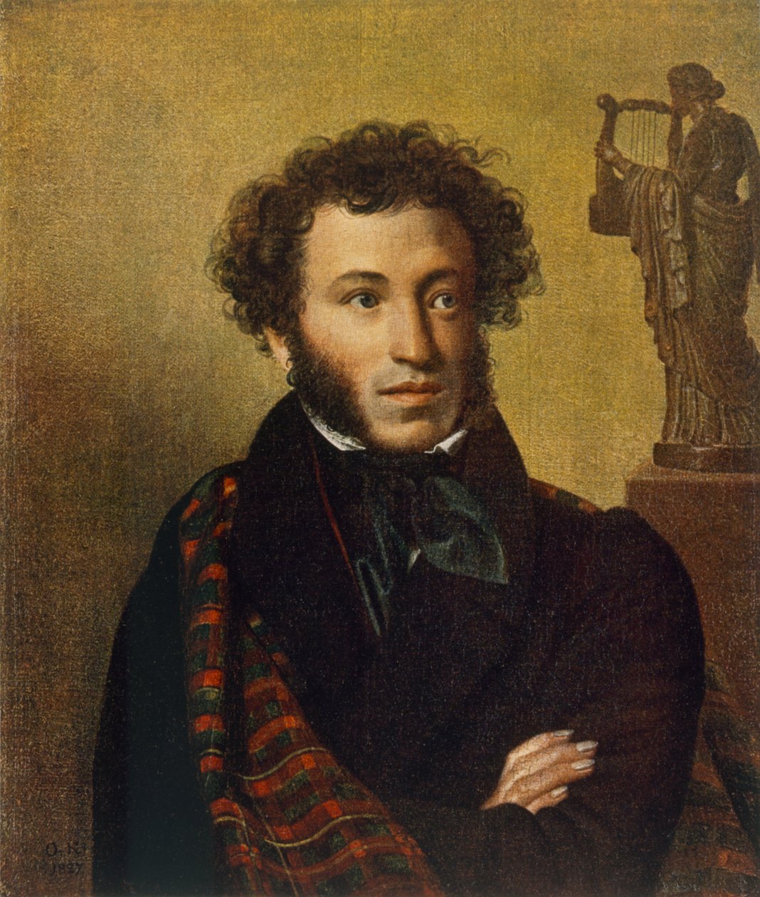 Alekszandr Puskin portréja, 1827 alkotó: Orest Adamovich Kiprensky