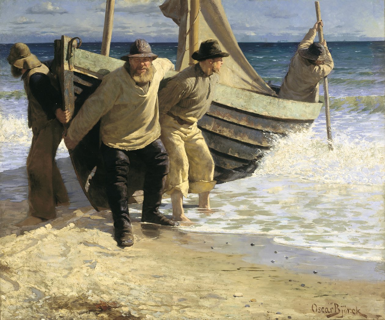 A hajó elindítása. Skagen alkotó: Oscar Gustaf Bjorck