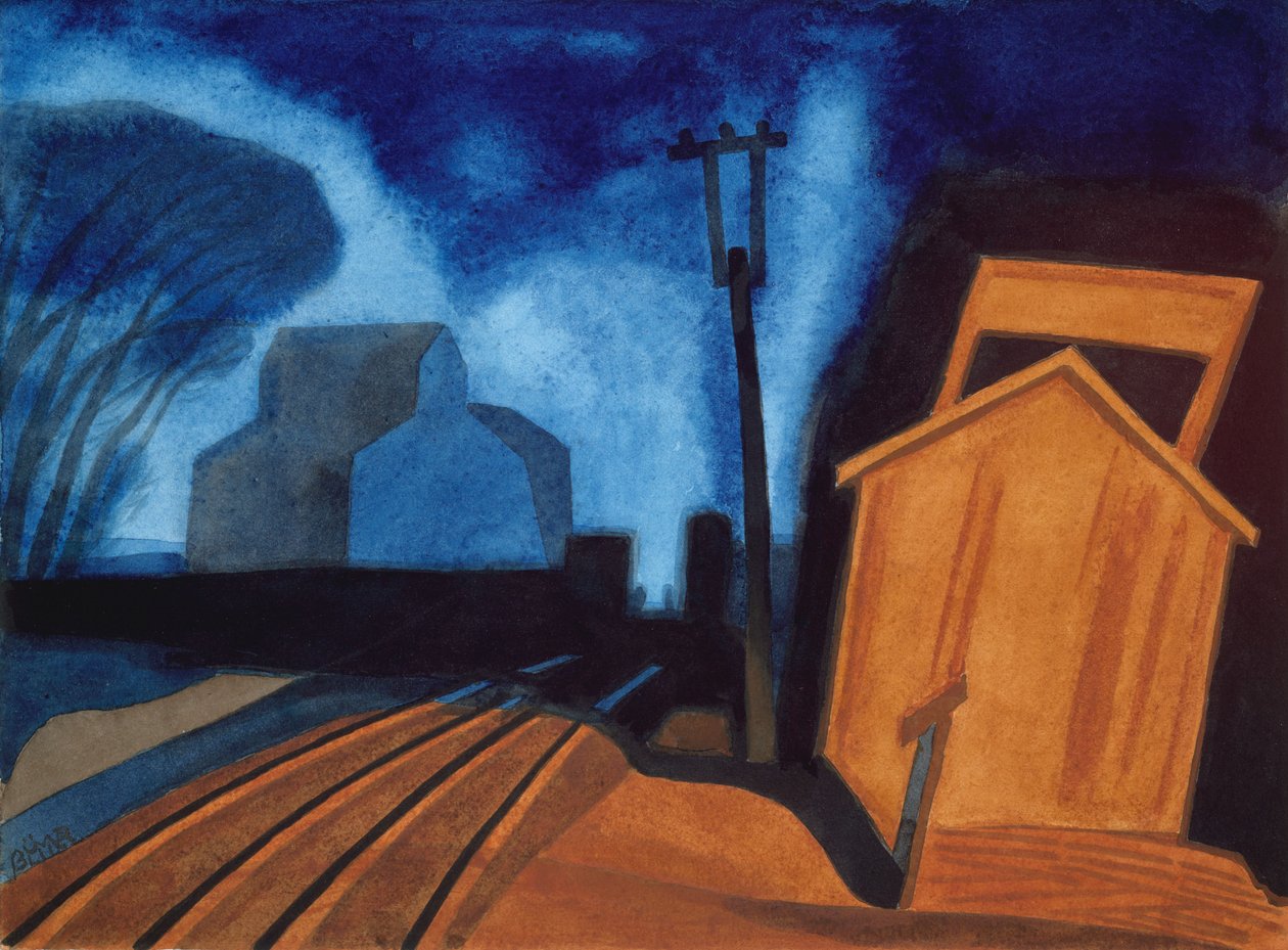 Flag Station, Elizabeth, New Jersey, 1925 alkotó: Oscar Florianus Bluemner