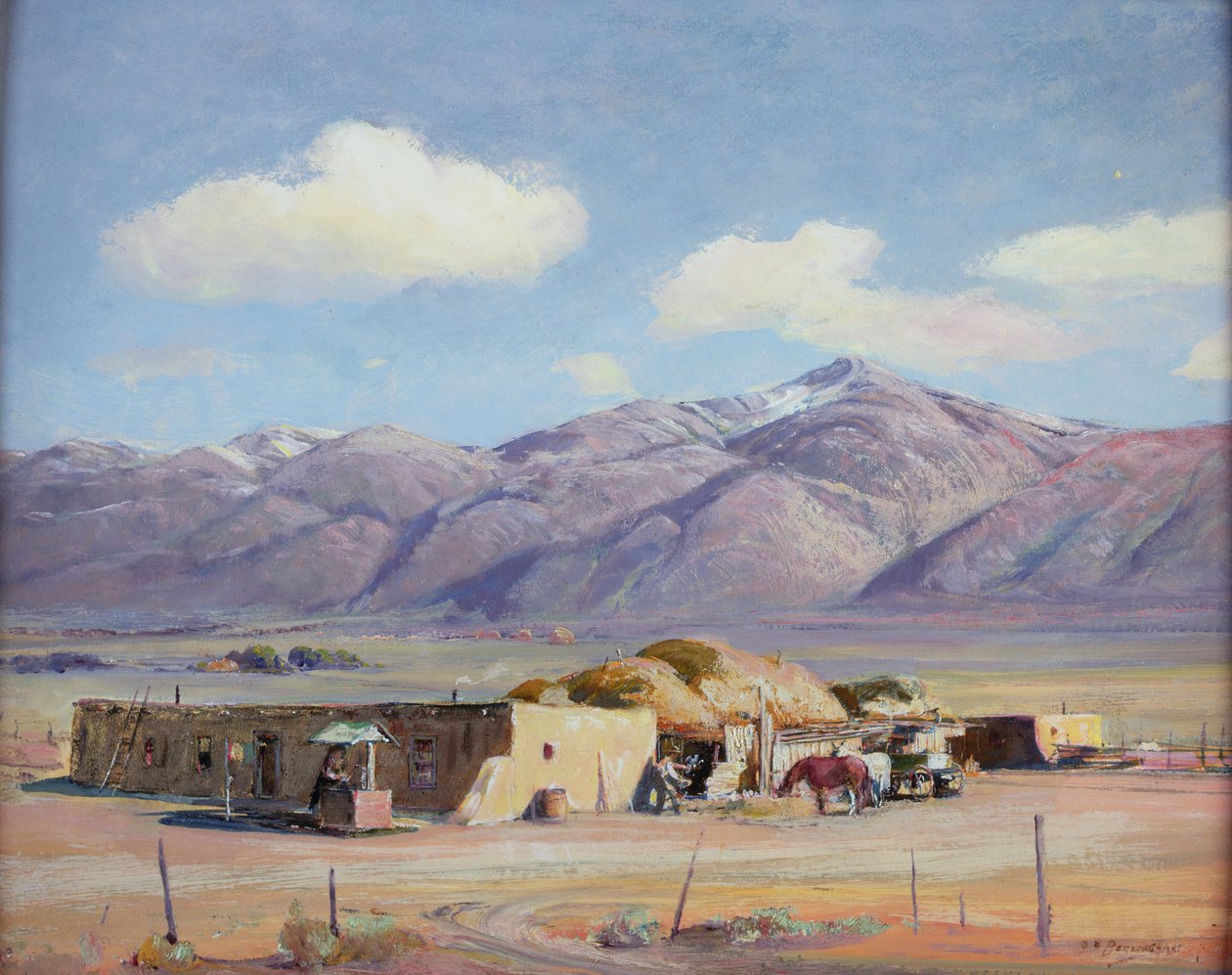 Adobe House, c. 1940 (olaj a fedélzeten) alkotó: Oscar Edward Berninghaus