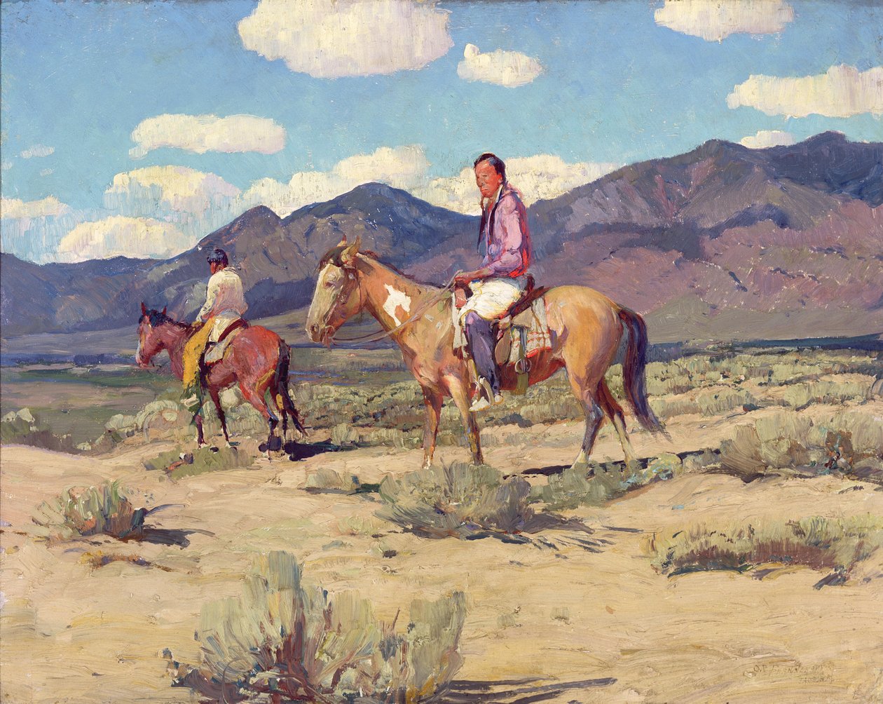 Braves of the Taos Mountains (olaj, tábla) alkotó: Oscar Edward Berninghaus