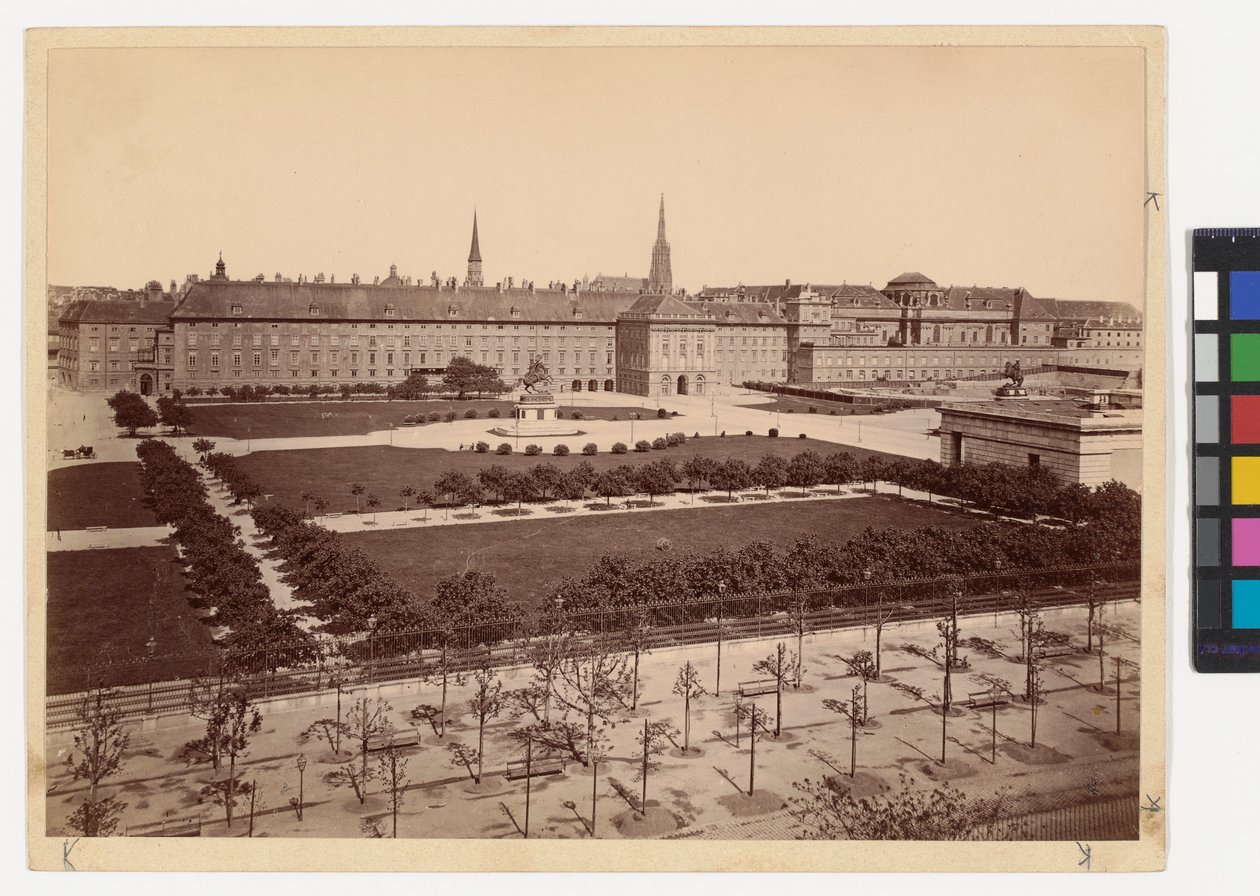 1. Burg - Heldenplatz - Kilátás a Hofburg Leopoldina-szárnya felé alkotó: Oscar Kramer