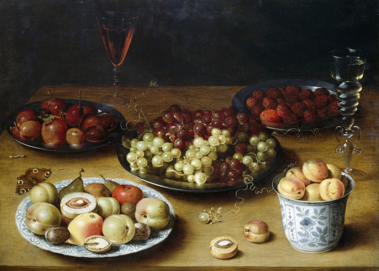 Csendélet gyümölccsel és poharakkal, Osias Beert (1580-1624), olaj, fa alkotó: Osias the Elder Beert