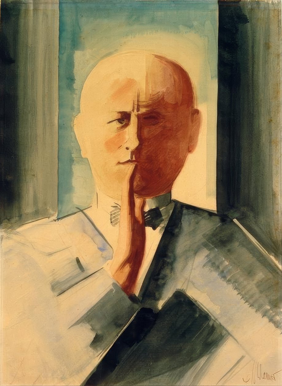 Önarckép felemelt kézzel alkotó: Oskar Schlemmer