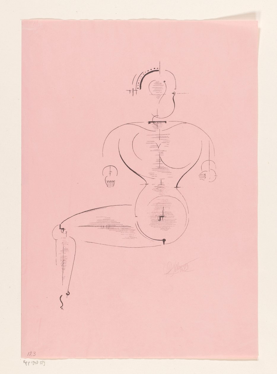Ülő alak alkotó: Oskar Schlemmer (signed by artist)
